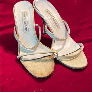 Pre-Owned Manolo Blahnik Beige Strappy Heels. MUST Read Seller’s Description.